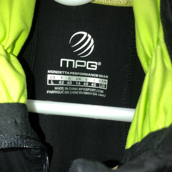 πHPπ MPG Black DayGlo Green Ruched Collar Reflective Slim Fit Athletic Jacket - Picture 5 of 14